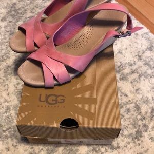 Pink leather ugg sandals